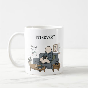 Taza De Café Batería Social de Introvertido 1% Chiste de Introv