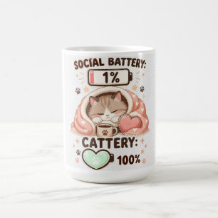 Taza De Café Batería Social Gatería Cita de Gato Adorable Intro