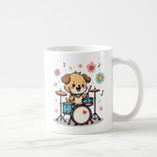 Taza De Café Baterista de cachorro lindo - Perro feliz tocando