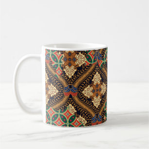 Taza De Café Batik indonesio basado en plantas: Patrones distin