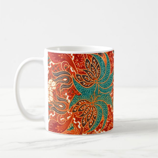 Taza De Café Batik Malayo: Hermoso patrón de arte. (Izquierda)
