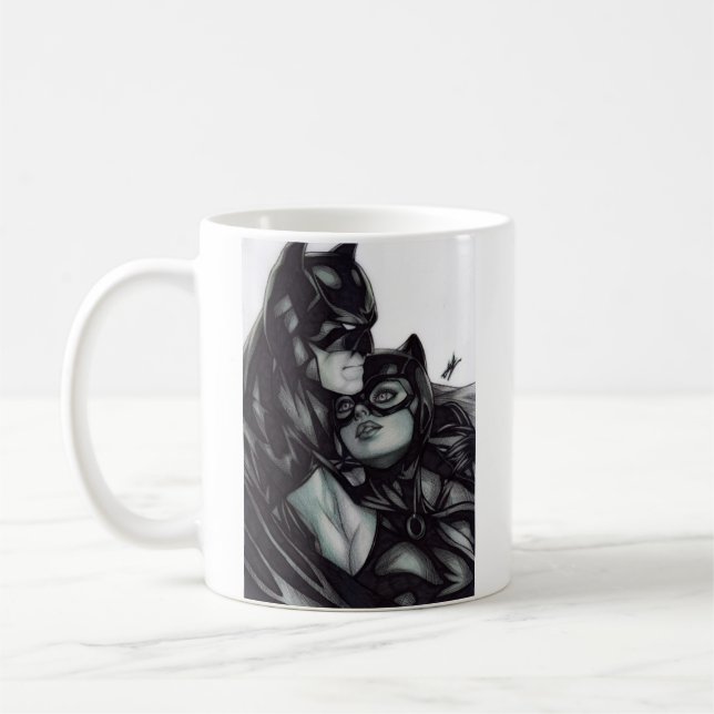 Taza De Café Batman & Catwoman ~ Bruce wayne & Selina Kyle (Izquierda)