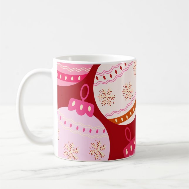 Taza De Café Baubles De Navidades Rosa Y Rojo (Izquierda)