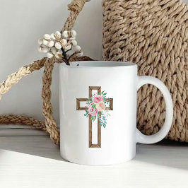 Taza De Café Bautismo de la Cruz Floral