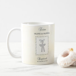 Taza De Café Bautismo gemelo en cruces amarillas 2 personalizad