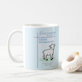 Taza De Café Bautizo del Bisnieto Cordero Azul Personalizado