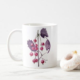Taza De Café Bayas del bosque al acuarela en tonos magenta