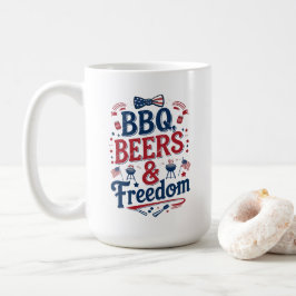 Taza De Café BBQ, Beers & Freedom – Retro 4th of July Vibes