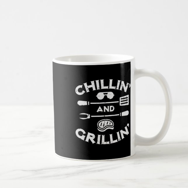 Taza De Café Bbq Chillin Y Grillin Byrbecue Pit Hombres Mujeres (Derecha)