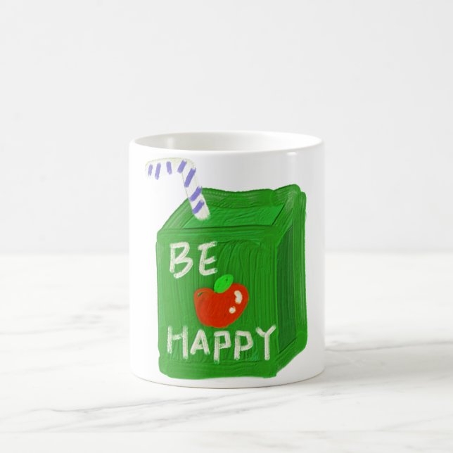 Taza De Café Be Happy With Apple Design T-shirts By Will Power (Centro)