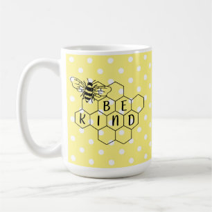 Taza De Café Be Kind Bumble Bee Yellow Polka Dot