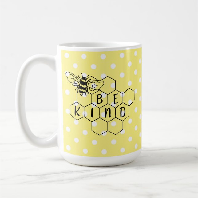 Taza De Café Be Kind Bumble Bee Yellow Polka Dot (Izquierda)