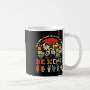 Taza De Café Be Kind Puzzle Butterfly Asl Teacher Autism Awaren