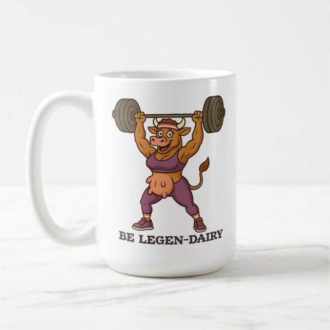Taza De Café Be Legen-Dairy – Funny Cow Weightlifting Gym (Izquierda)