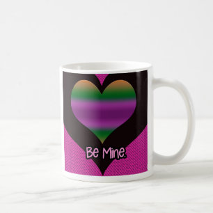 Taza De Café Be Mine Valentine Purple Stripe Heart