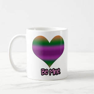 Taza De Café Be Mine Valentine Purple Stripe Heart