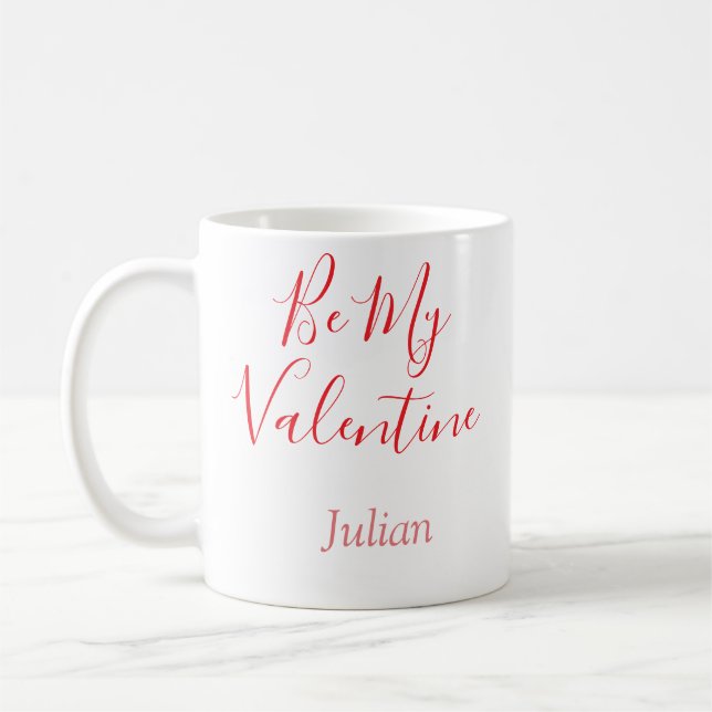 Taza De Café Be my valentine red name elegant love couple  (Izquierda)