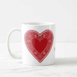 Taza De Café Be my Valentine Vintage Lace Heart