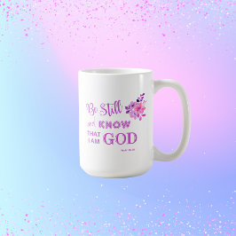 Taza De Café Be Still Christian Cita Purple Pink floral