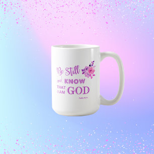 Taza De Café Be Still Christian Cita Purple Pink floral
