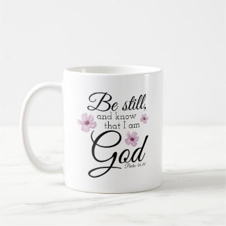 Taza De Café Be Still Psalm 46:10 Acuarela Flores Púrpura