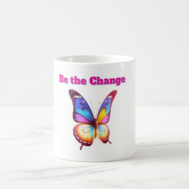 Taza De Café Be the Change - Inspirerende Vlinder Illustratie (Centro)