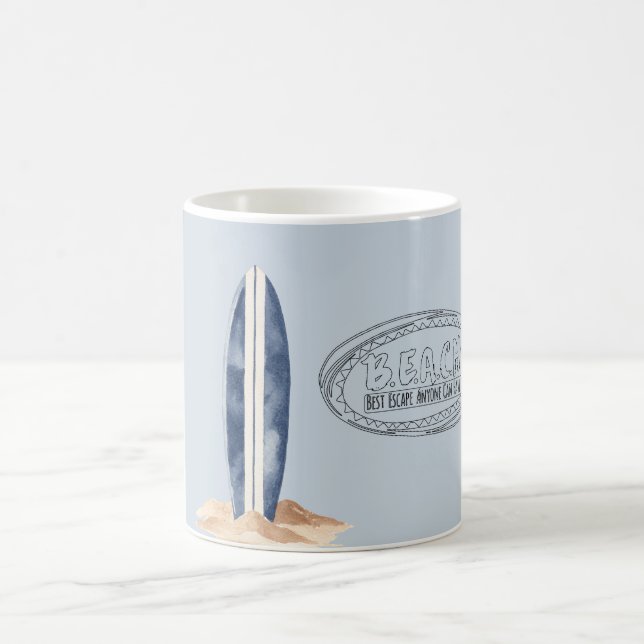 Taza De Café Beach Blue Surf Board (Centro)