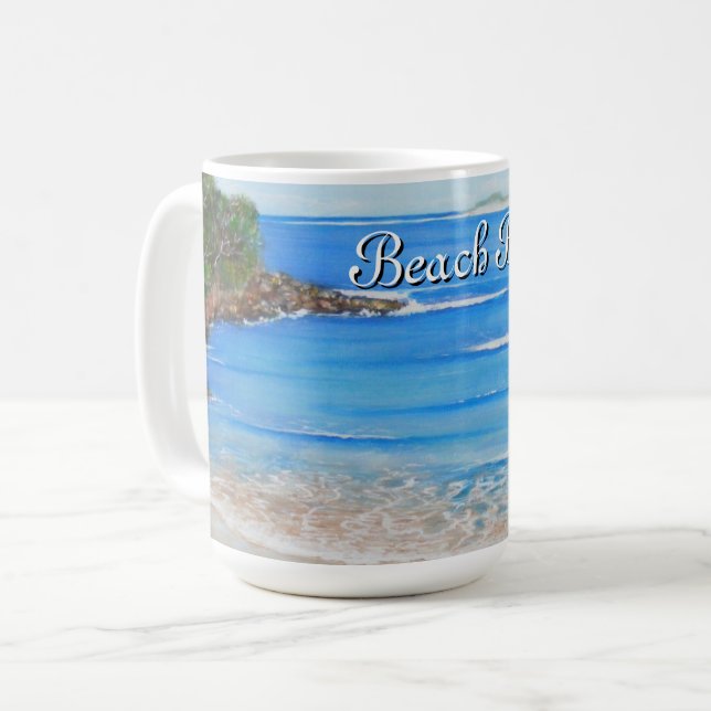 Taza De Café Beach Blue Waves Acrylic Painting  Coffee Mug (Anverso izquierdo)
