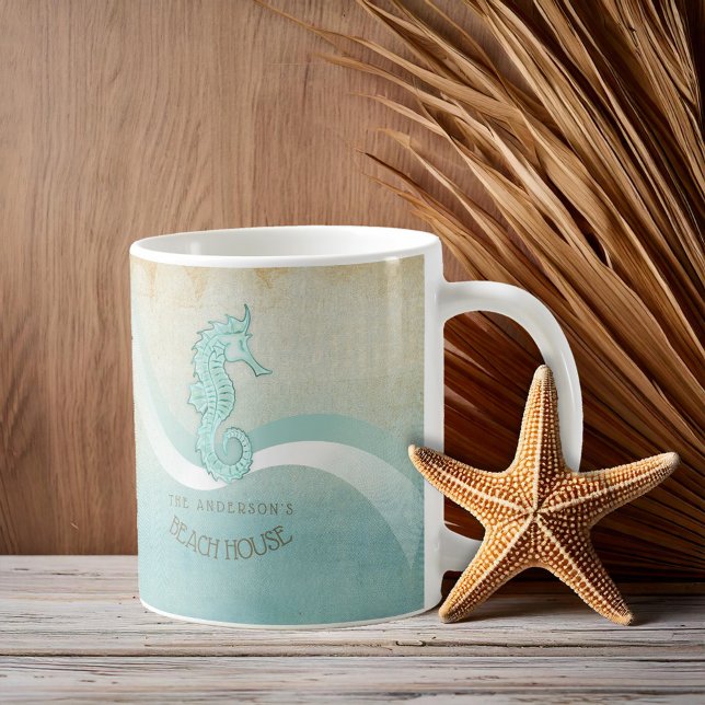 Taza De Café Beach House Seahorse Aqua Blue ID623 (Subido por el creador)