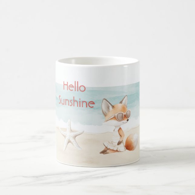 Taza De Café Beach Ocean Starfish Fox Hello Sunshine (Centro)