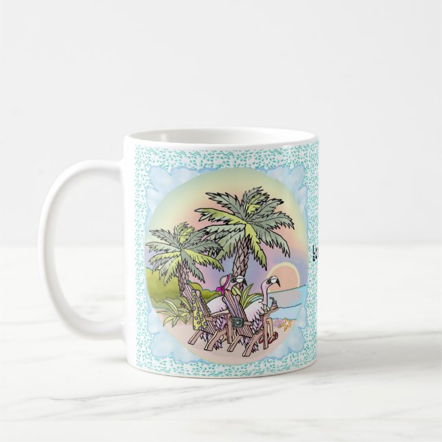 Taza De Café Beach Sunset Flamingo (Izquierda)