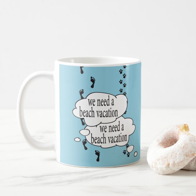 Taza De Café Beach Vacation Dog Amantes de Combo Mug (Con donut)