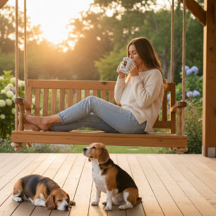 Taza De Café Beagle Adorable de Negro y Marrón Amor