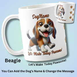 Taza De Café Beagle - Añadir nombre de perro, cambiar texto