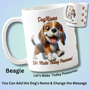 Taza De Café Beagle - Añadir nombre de perro, cambiar texto