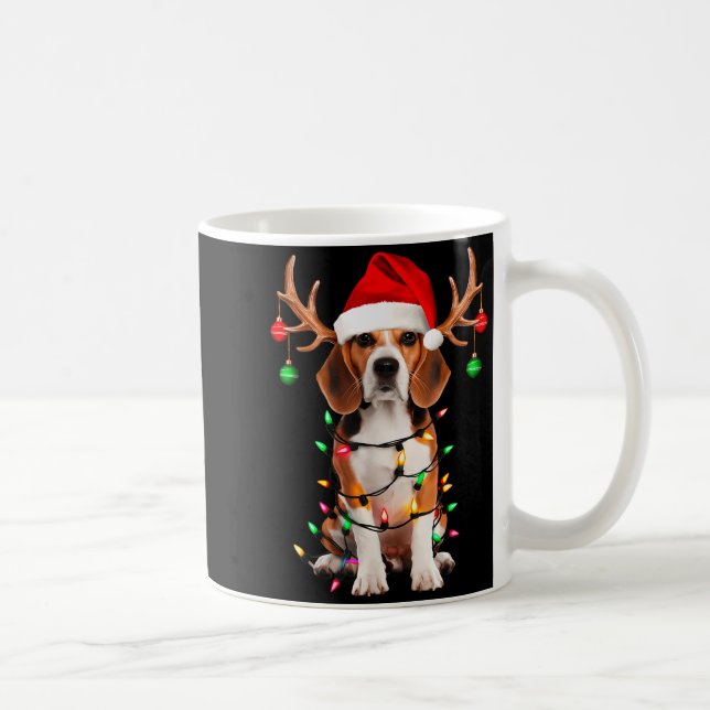 Taza De Café Beagle Christmas Tree Shirt Beagle Santa Hat Lover (Derecha)