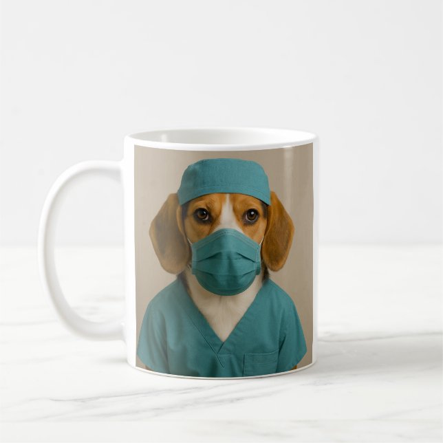 Taza De Café Beagle con Ropa de Quirófano (Izquierda)