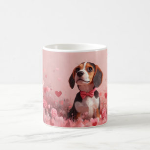 Taza De Café Beagle con Rosas - Día de San Valentín