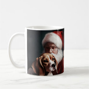 Taza De Café Beagle Con Santa Claus Navidad Festiva