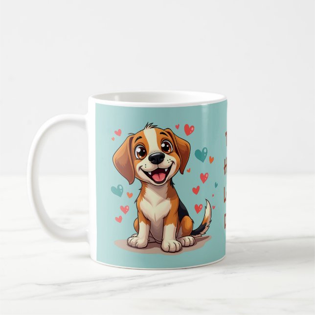 Taza De Café Beagle de Kawaii con perro lúgubre (Izquierda)