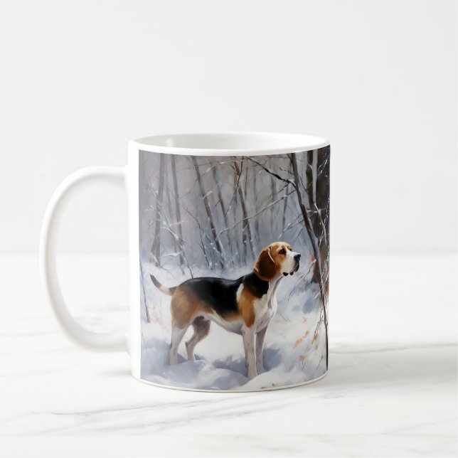 Taza De Café Beagle Deja que nieve Navidad (Izquierda)