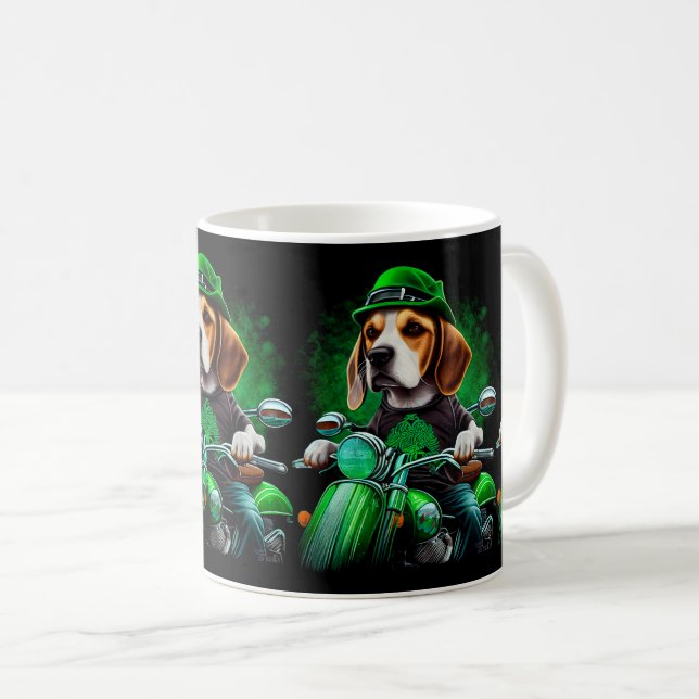 Taza De Café Beagle Dog conduciendo en bicicleta el Día de San  (Anverso derecho)