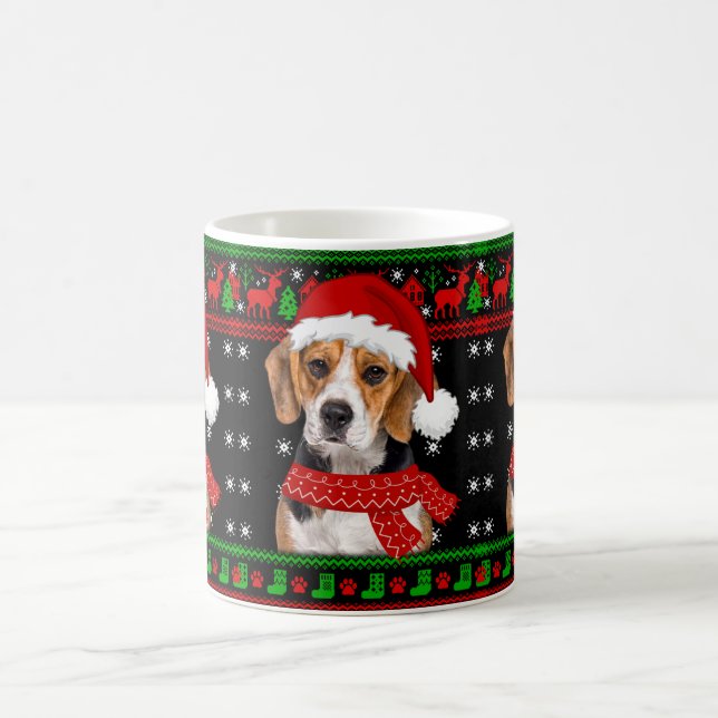 Taza De Café Beagle Dog Navidades suéteres feos Perros Perros (Centro)