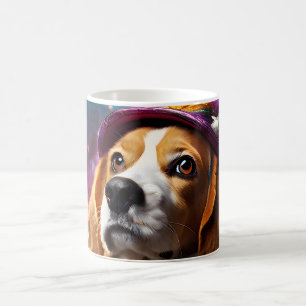 Taza De Café Beagle en un Gorra rosado