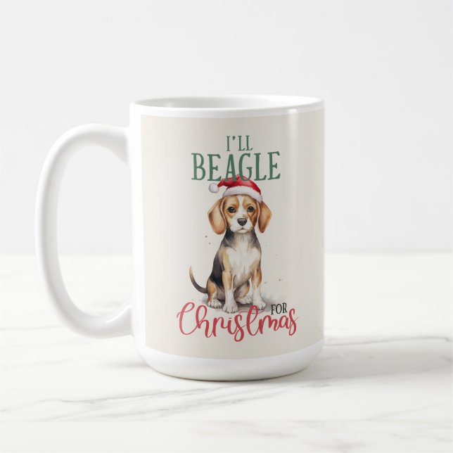 Taza De Café Beagle Funny Dog Pun Navidades Coffee Mug (Izquierda)