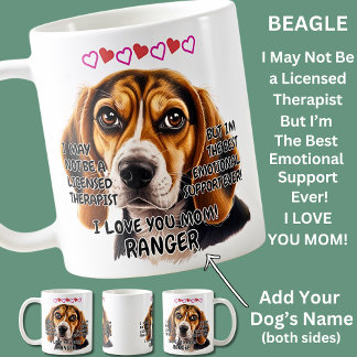 Taza De Café Beagle Mug, Añadir nombre de perro, puedes cambiar