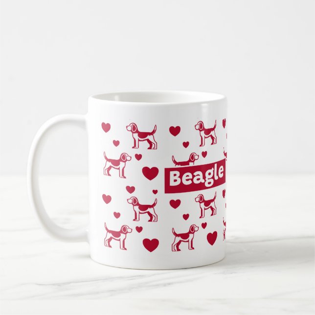 Taza De Café Beagle Mug Con Corazón Rojo (Izquierda)