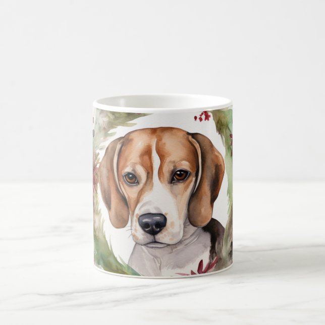 Taza De Café Beagle Navidades Wreath Festimes Pup (Centro)