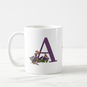 Taza De Café Beagle Puppy Butterflies Monograma Nombre A Inicia