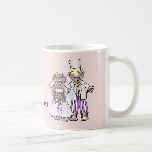 Taza De Café Bear Bride y Groom boda mug (Derecha)